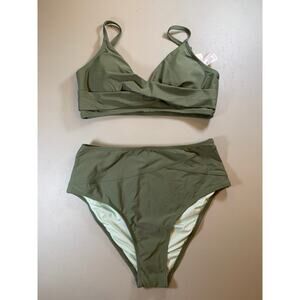 NWT Cupshe Green High Waisted Bikini Size Medium